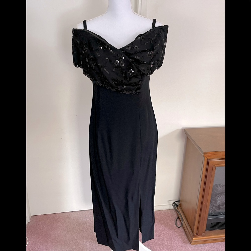 Black off the shoulder gown